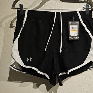 Under Armour Women's Black and White Athletic Shorts
